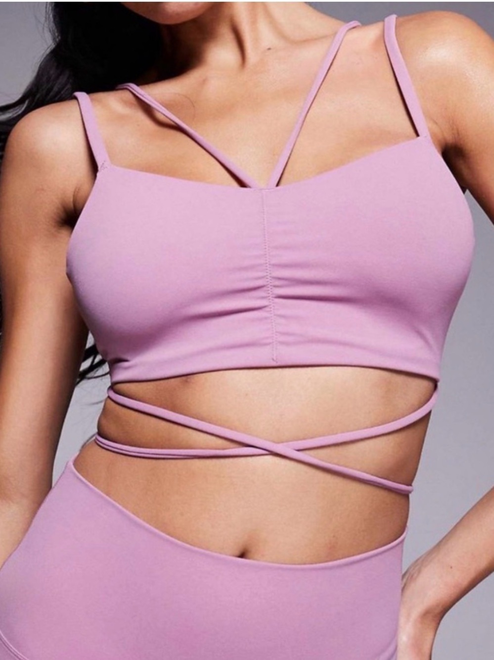 Lilac Strappy Wrap Sports Bra size S